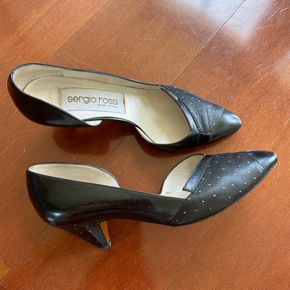 Vintage Sergio Rossi Black Kitten Heels Sz 36.5 - Picture 2 of 5